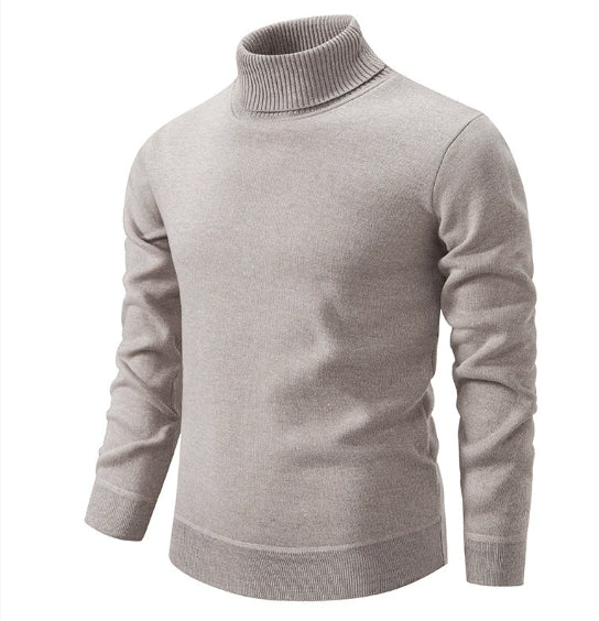 Men's Fleece-lined Thick High-neck Slim-fit Knitted Sweater