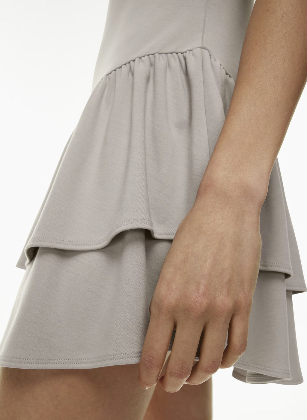 Women's Solid Color Ruffled Plain Knit Boat Neck Dress