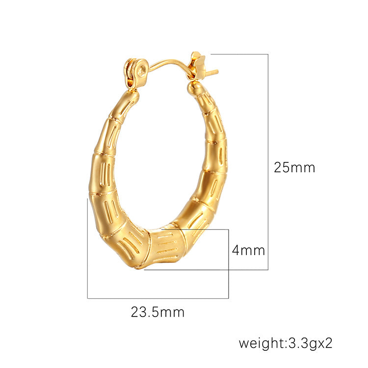 High-End Bamboo-Section Stainless Steel Earrings