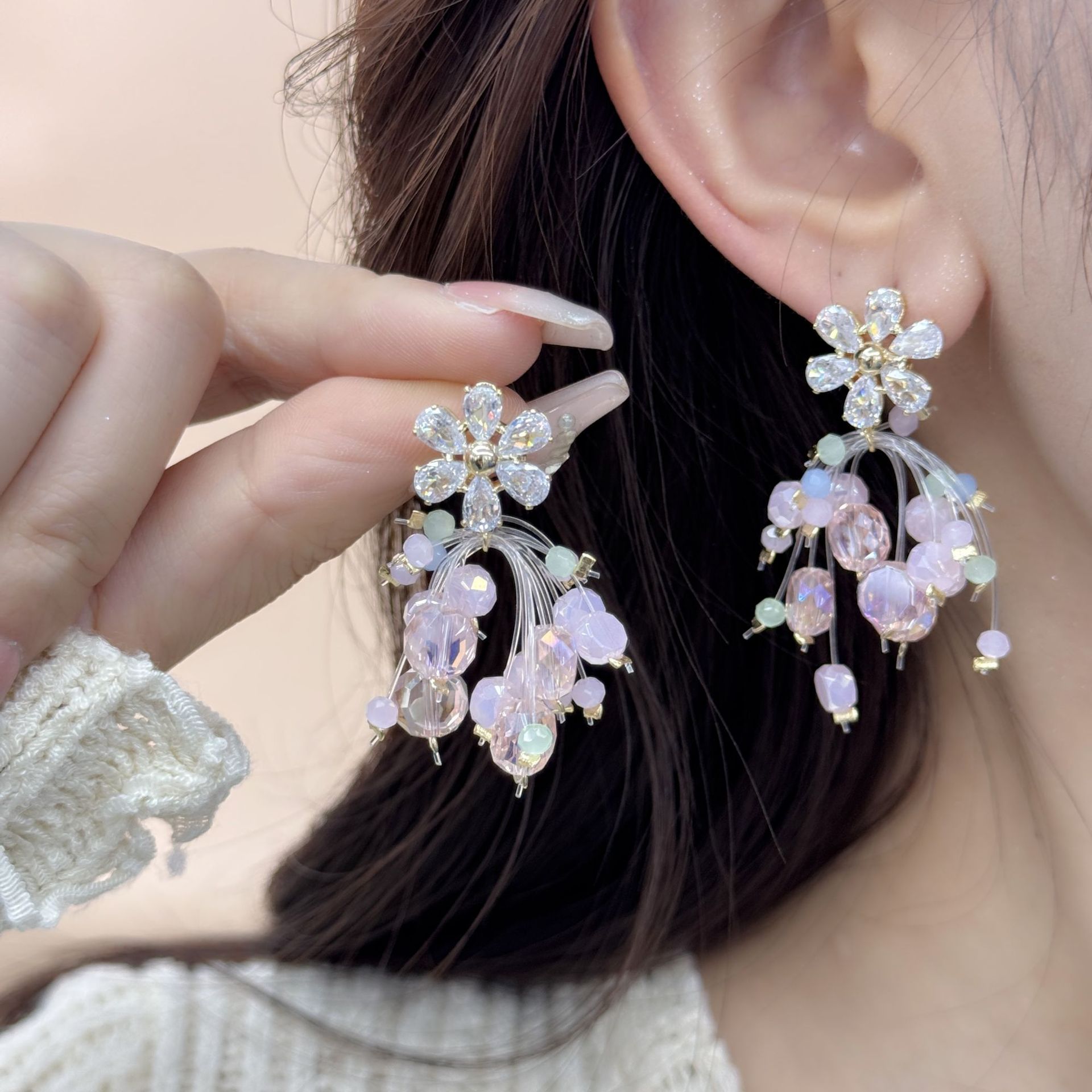 Ultra Immortal Exquisite High-end Crystal Flower Earrings