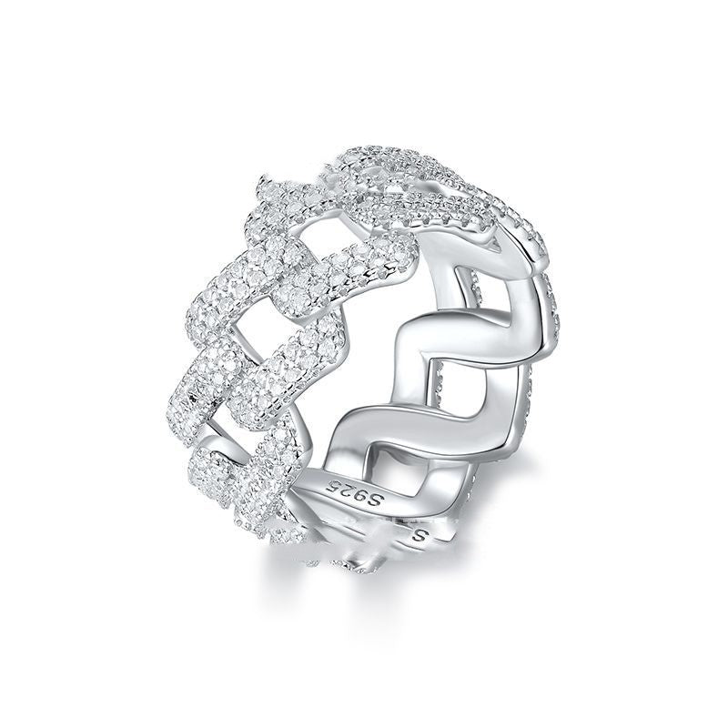 925 Silver Inlaid Moissanite Hip-Hop Full-Cover Ring