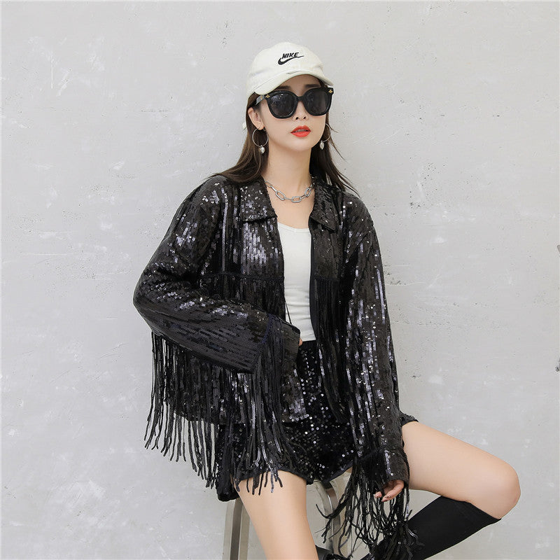 Women's Tassel Sequin Jacket Autumn Winter Streewear Rock