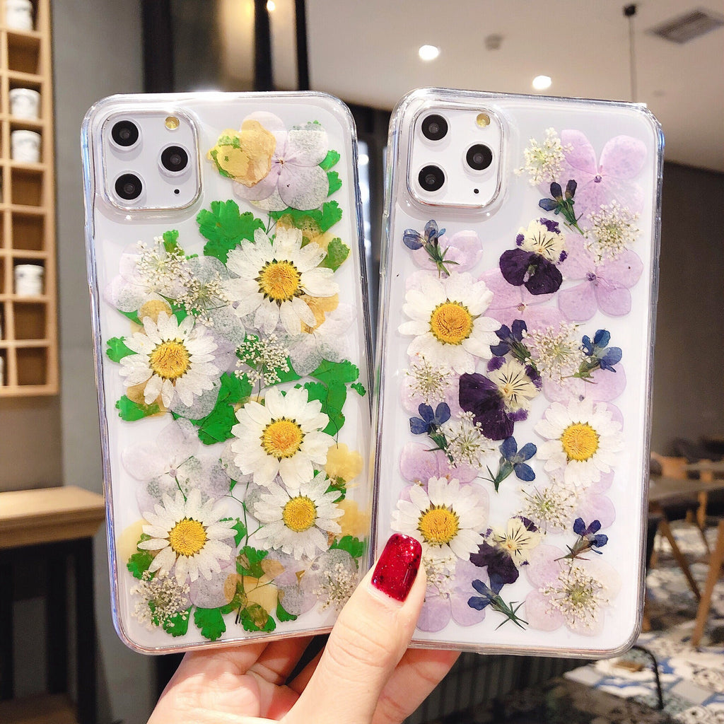 Custodie per telefoni in resina epossidica con fiori conservati
