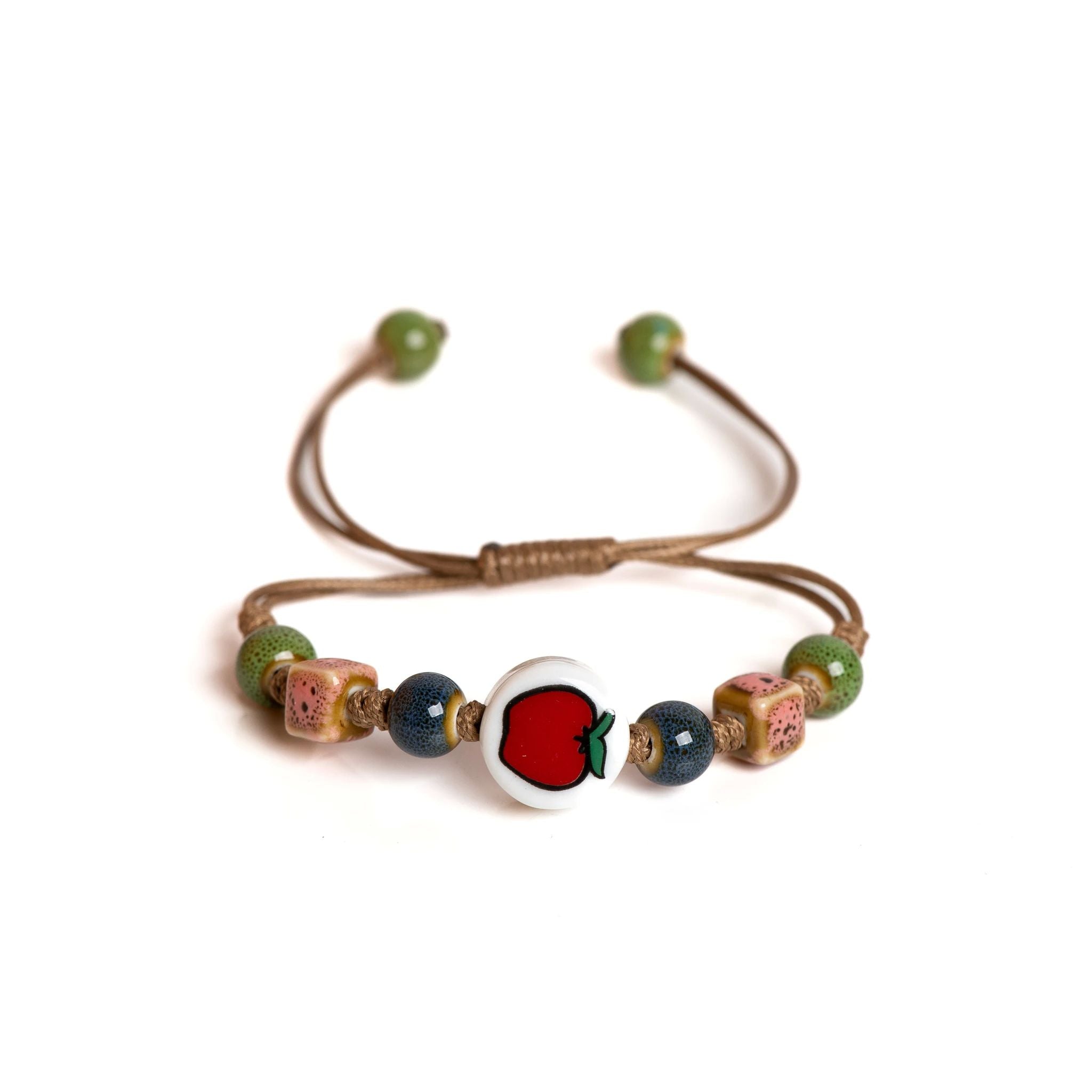 Handmade Ceramic Bracelet Woven Cord Cute Cartoon Styl