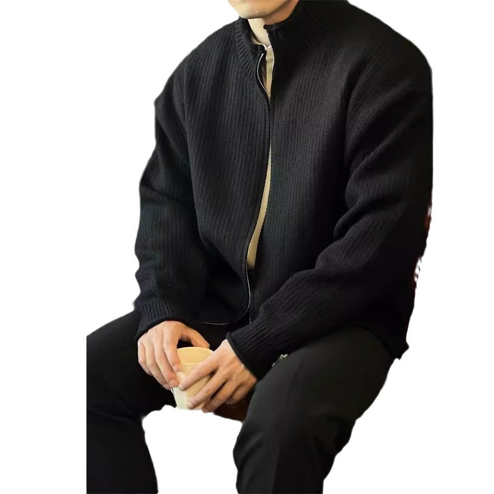 Men's Stand-Up Collar Knitted Cardigan Jacket Vintage Sweater