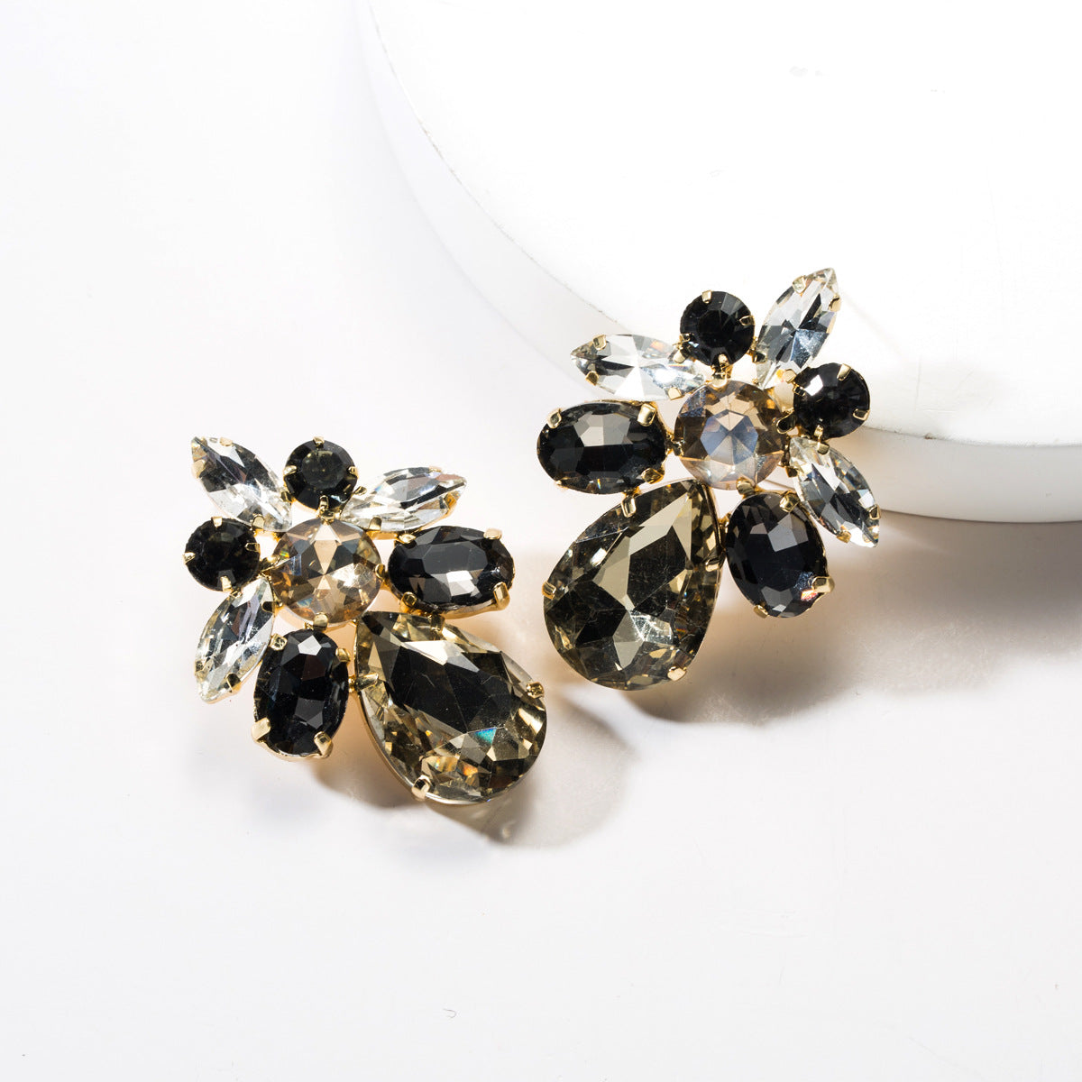 Dramatic Teardrop-shaped Acrylic Rhinestone Earrings For Trendy Women