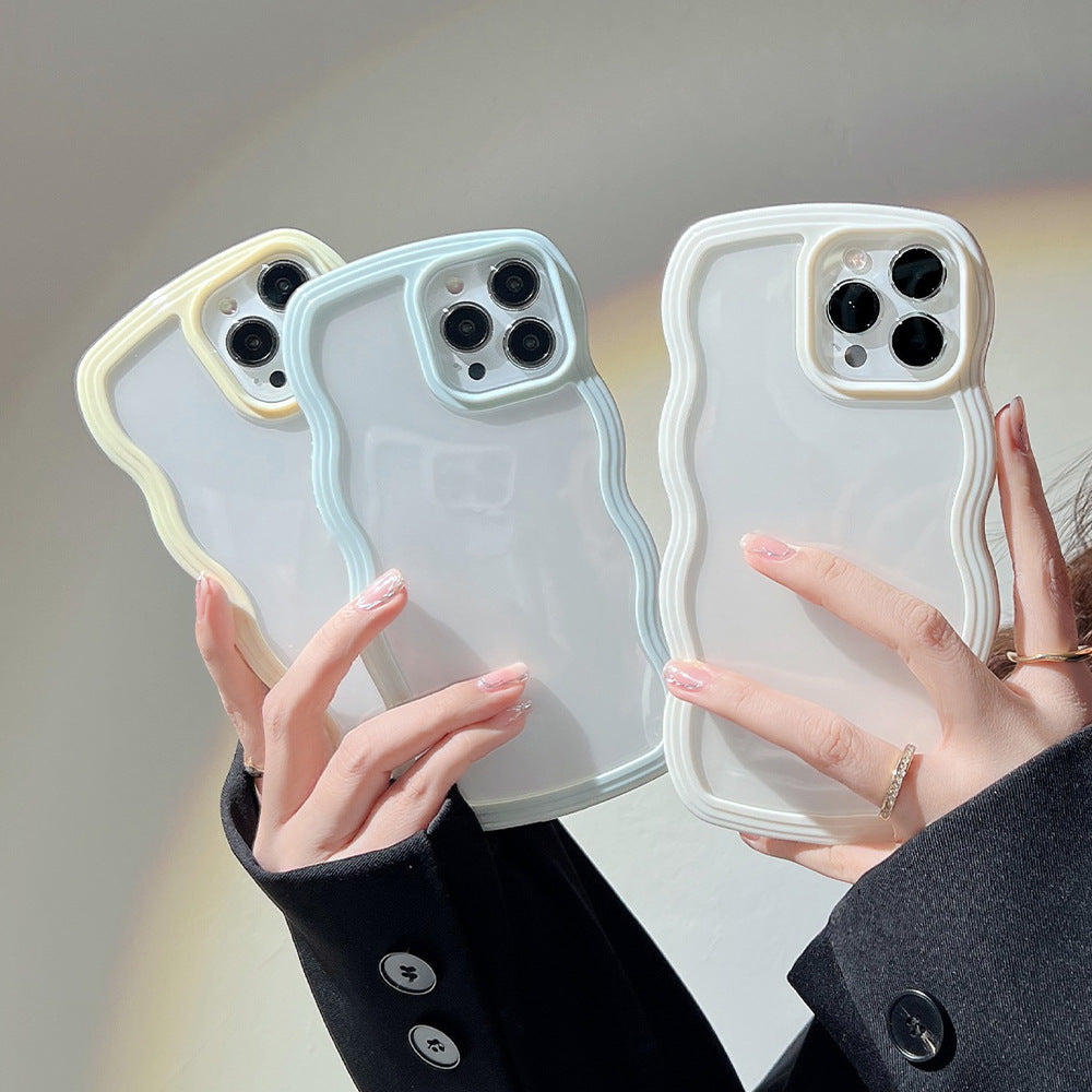 Wave Border Mobile Phone Case Solid Color Simple Candy Color TRENDFLOW