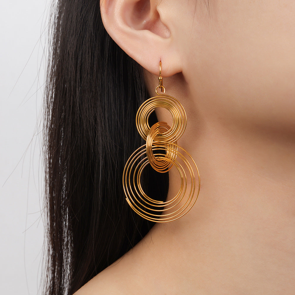 New Stylish Niche-design Titanium Steel Gold-plated Geometric Earrings