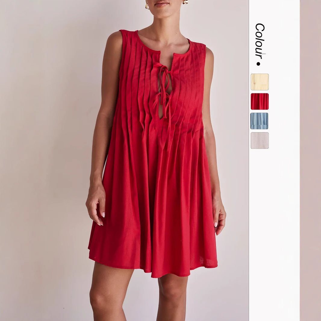 Women's Casual Versatile V-neck Ribbed Tank Dress