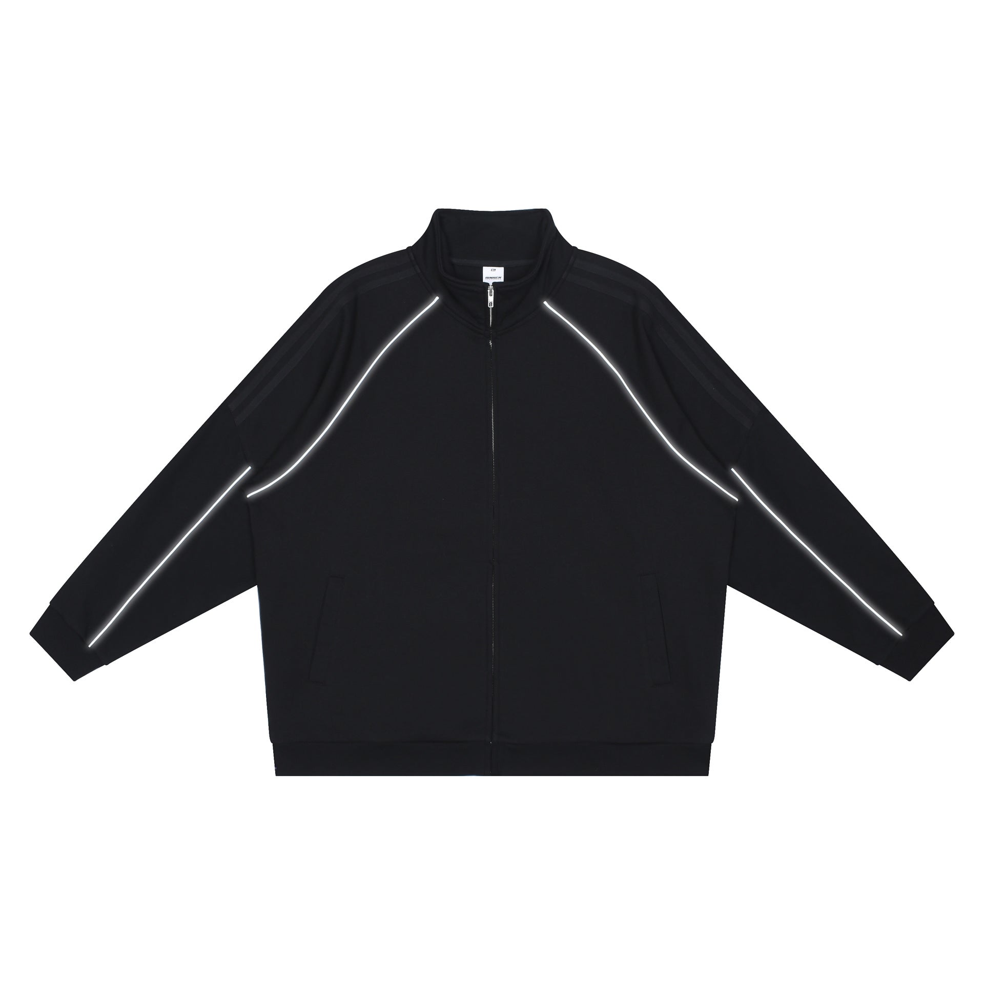 Men's Loose-Fit Cardigan With Reflective Stripes Sports Suit