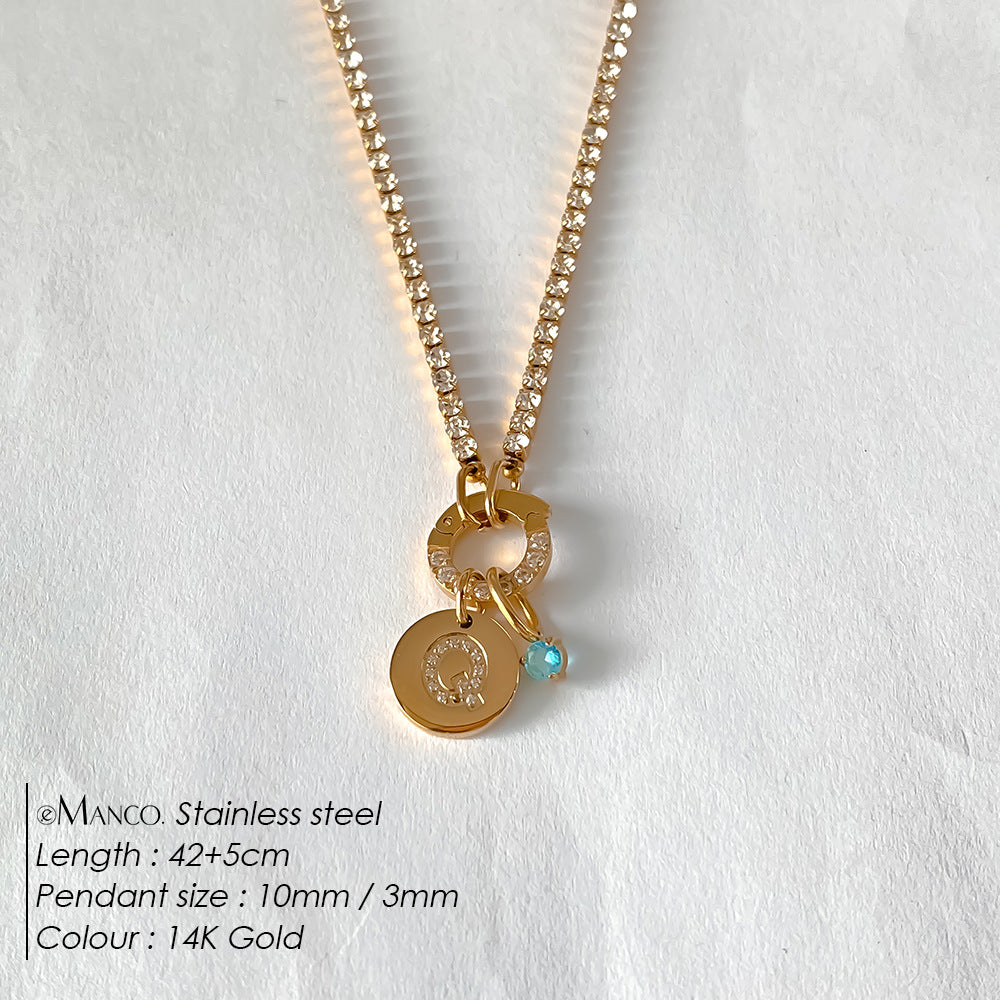 Titanium Steel 26 Letter Necklace That Can Be Washed With Water Without Fading