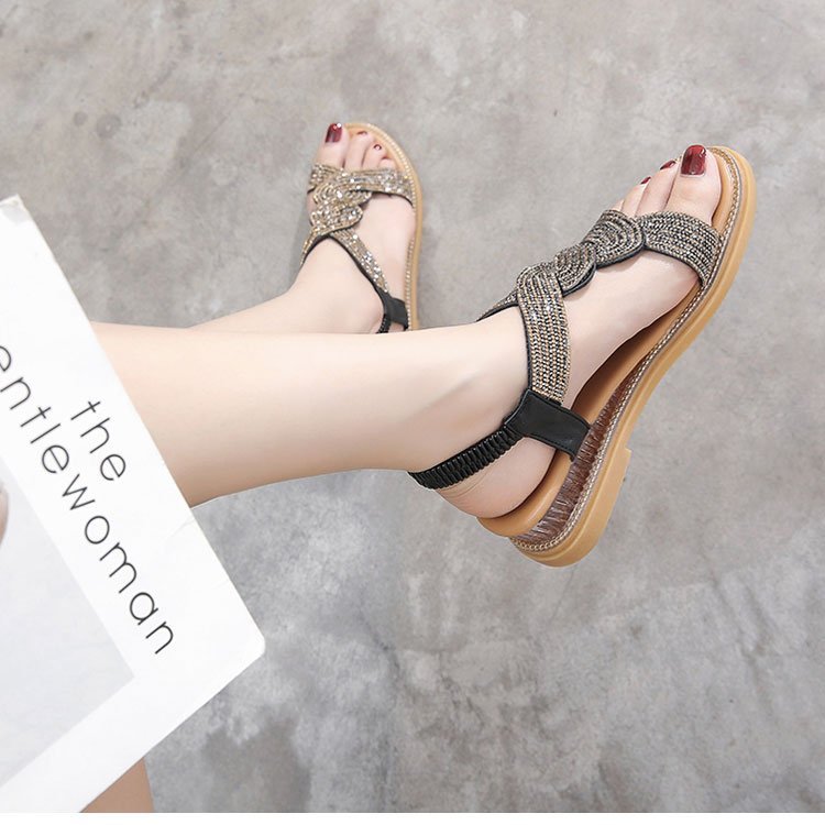 Women's Flat, Wedge-heeled, Slip-on Roman Sandals