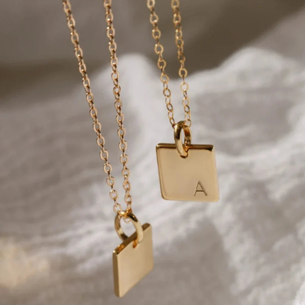 Mens Stainless Steel Gold-Plated Letter Initial Necklace For Women