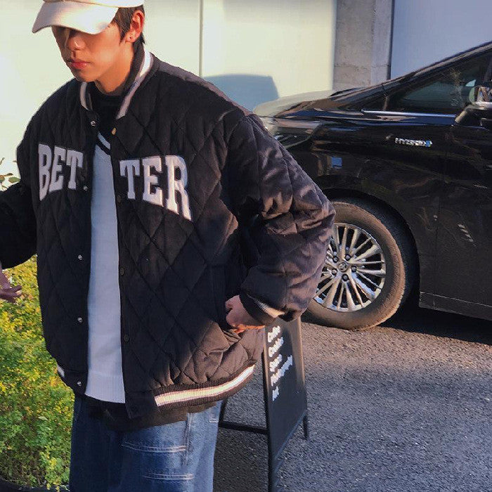 Women's Autumn And Winter Rhombus Baseball Jacket