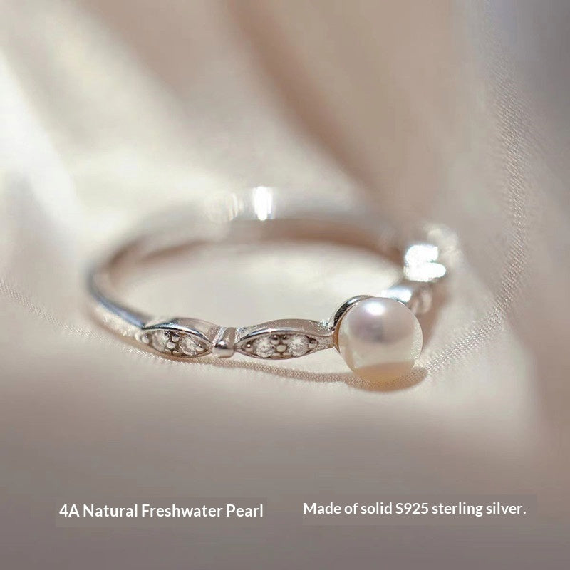 S925 Sterling Silver Versatile And Elegant Ring With Small Beads And Adjustable Opening