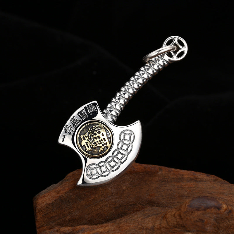 925 Sterling Silver Money Axe Pendant With A Single Axe To Ward Off A Hundred Calamities