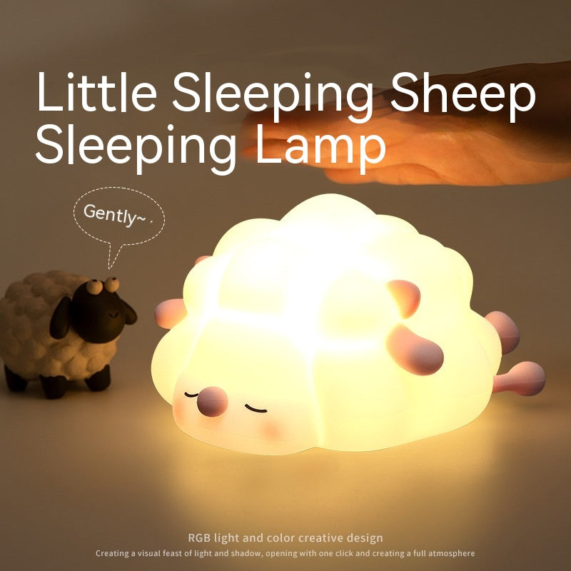Simpatiche luci notturne in silicone a forma di pecora, lampada da camera da letto per bambini, decorazione per la cameretta, luce notturna ricaricabile con regolazione del tempo e dell'intensità luminosa