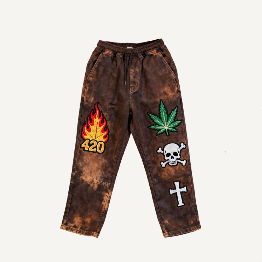 Pantaloni casual da tuta con stampa elastica in vita