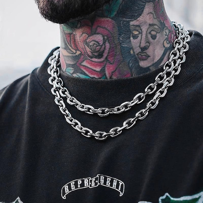 Mens Casual Versatile Stainless Steel Cuban Titanium Steel Necklace