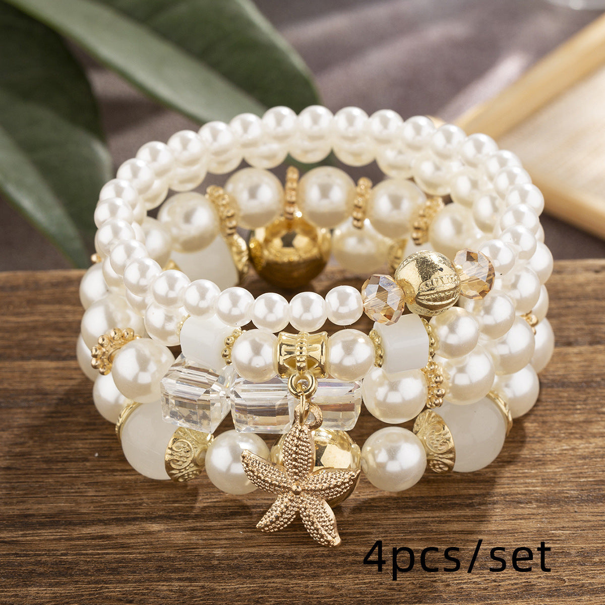 Shi Jewelry Starfish Pearl Multi Layer Bead Bracelet Beads