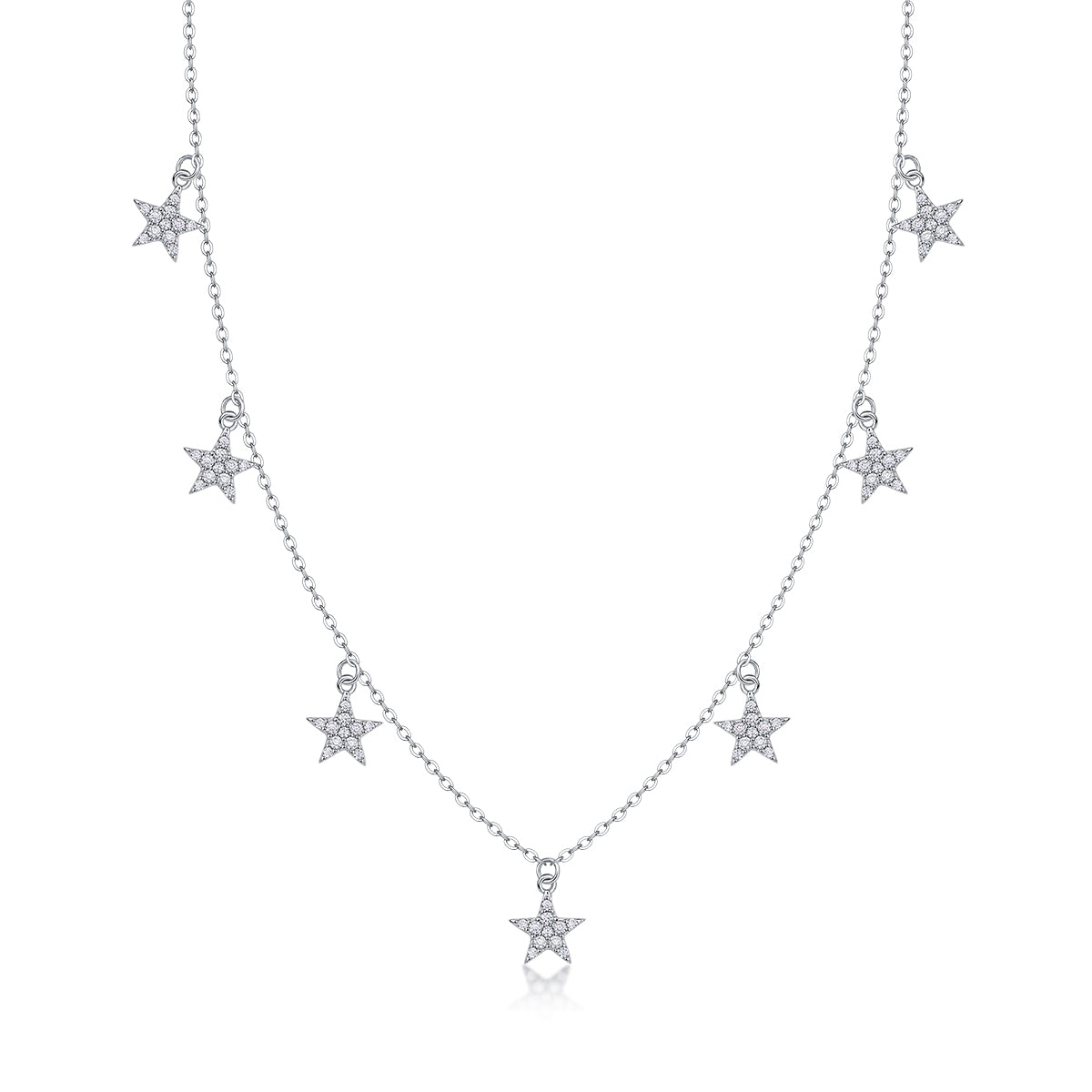 Star Love - A Fashionable And Light Luxury Jewelry Pendant Necklace Set With Top-quality Moissanite, S925 Silver Plated Platinum