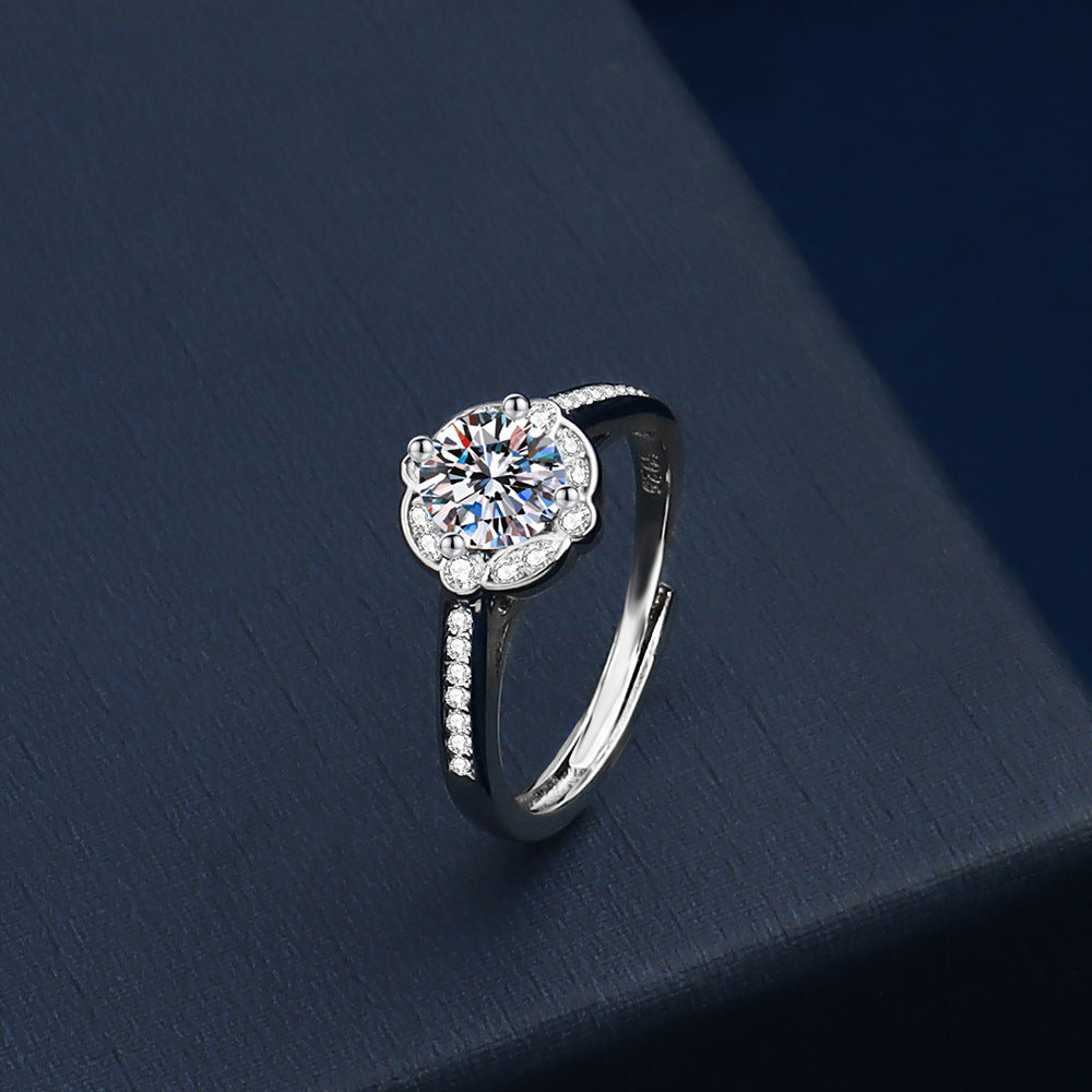 1-carat Moissanite Open-end Ring For Women