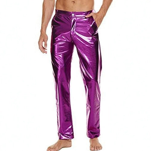 Shiny Disco Pants Wet Party Dance Straight Pants
