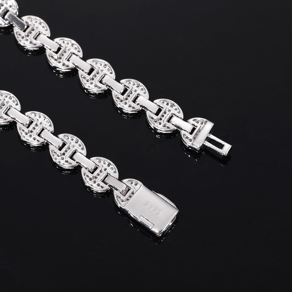 8mm 925 Silver Micro Set Moissanite Personalized Fashion Necklace And Bracelet For Men