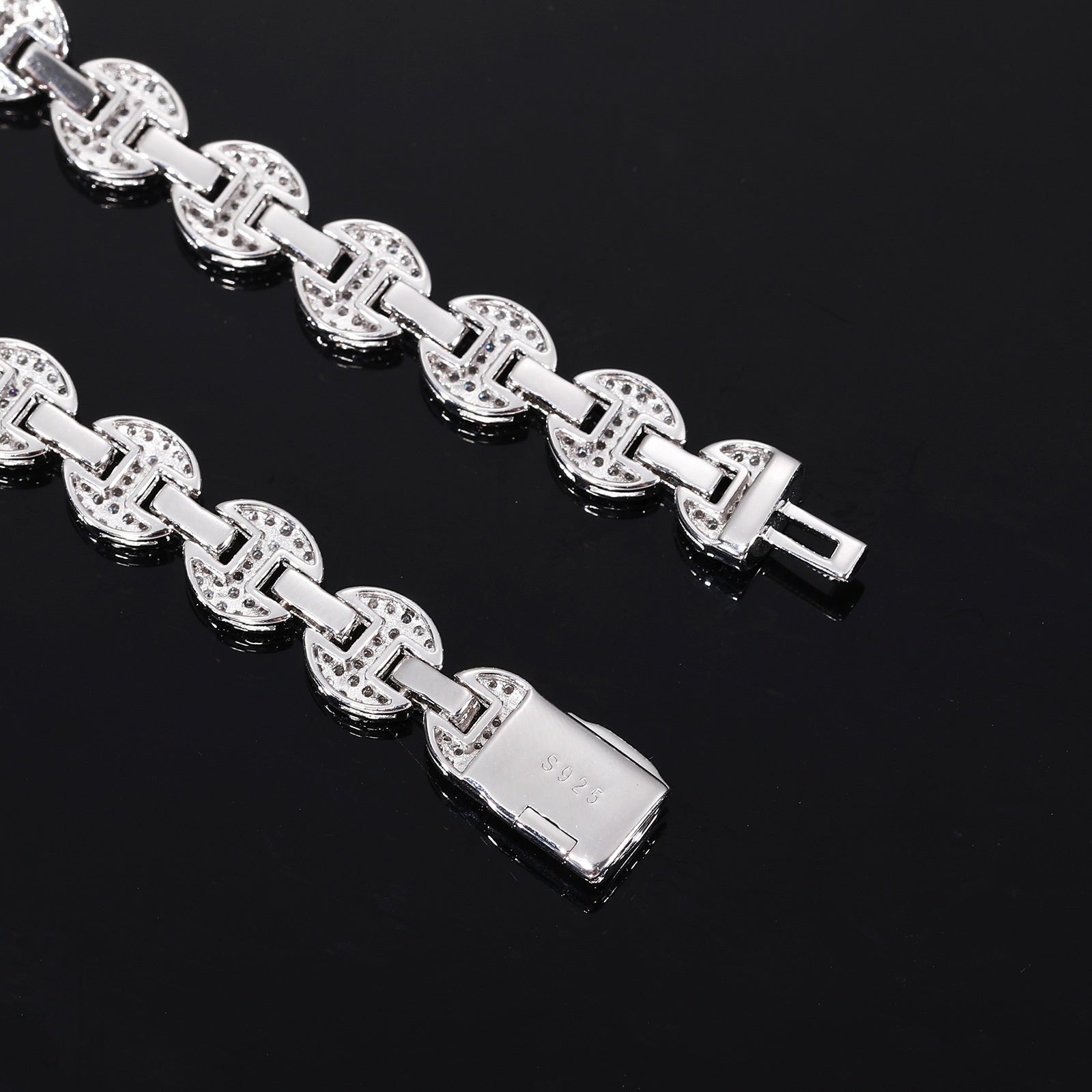 8mm 925 Silver Micro Set Moissanite Personalized Fashion Necklace And Bracelet For Men