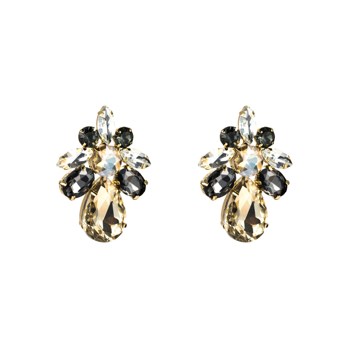 Dramatic Teardrop-shaped Acrylic Rhinestone Earrings For Trendy Women