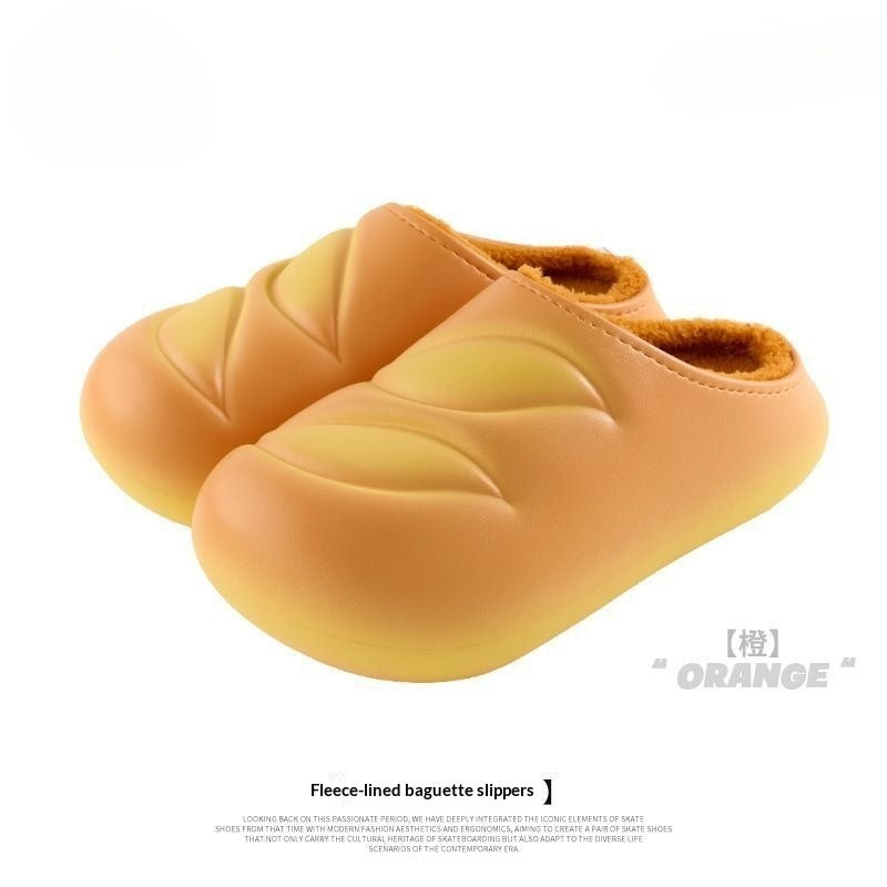 Women's Indoor Slippers With Bread-shaped Plush Lining And Soft Soles