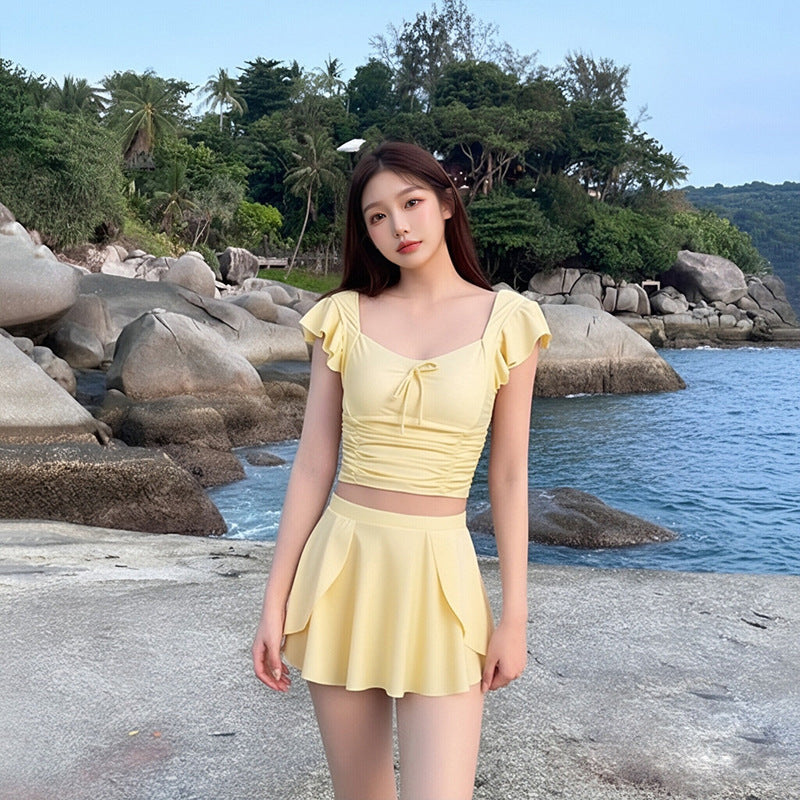 Womens Two-Piece Spa Resort Swimsuit Set With Separable Skirt