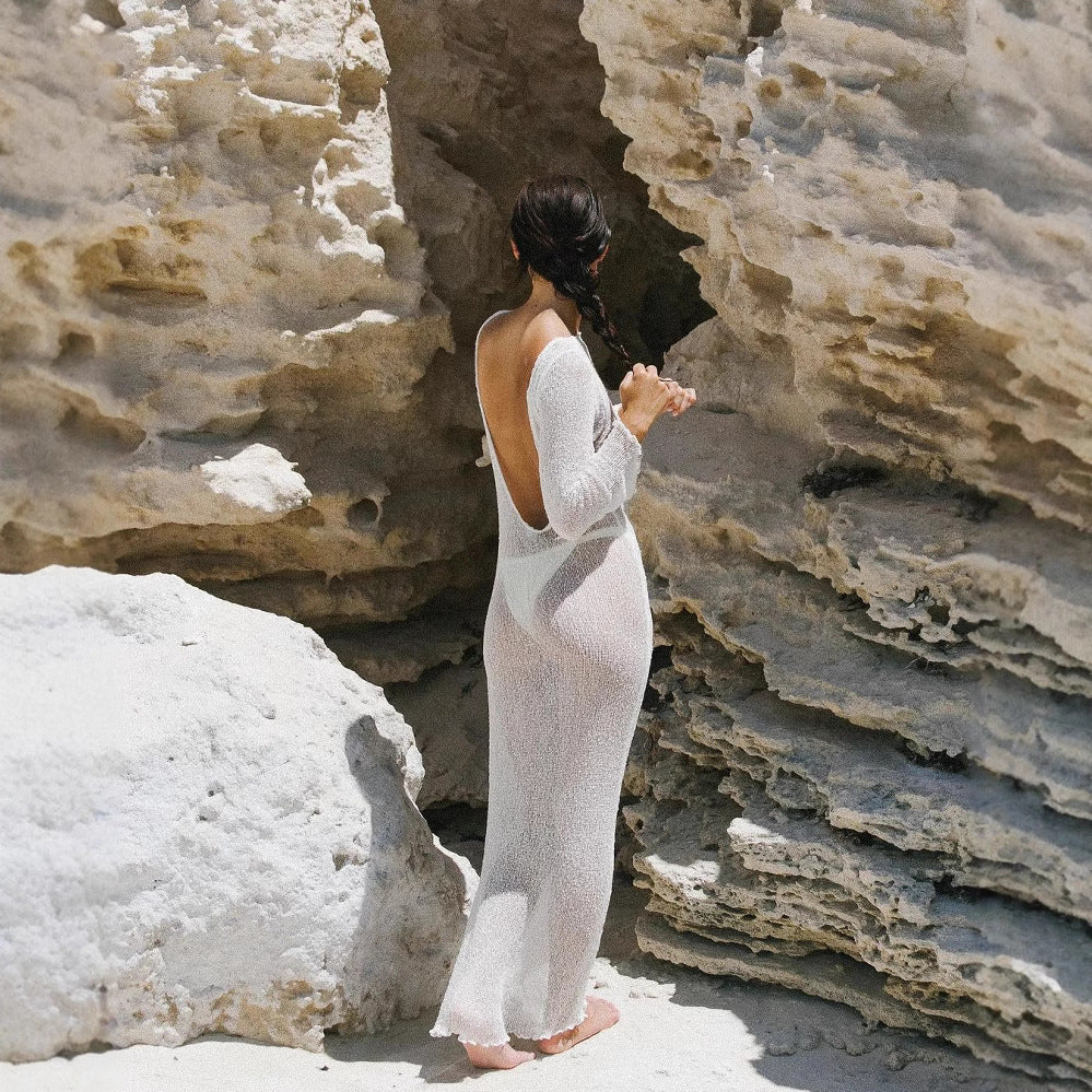 Abito da spiaggia sexy senza schienale da donna