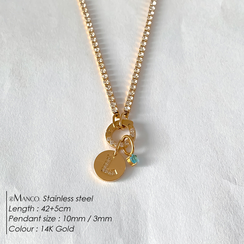 Titanium Steel 26 Letter Necklace That Can Be Washed With Water Without Fading