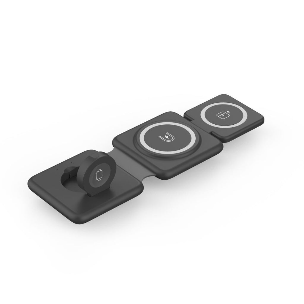 Caricabatterie wireless pieghevole con ventosa magnetica 3 in 1