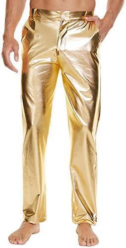 Shiny Disco Pants Wet Party Dance Straight Pants