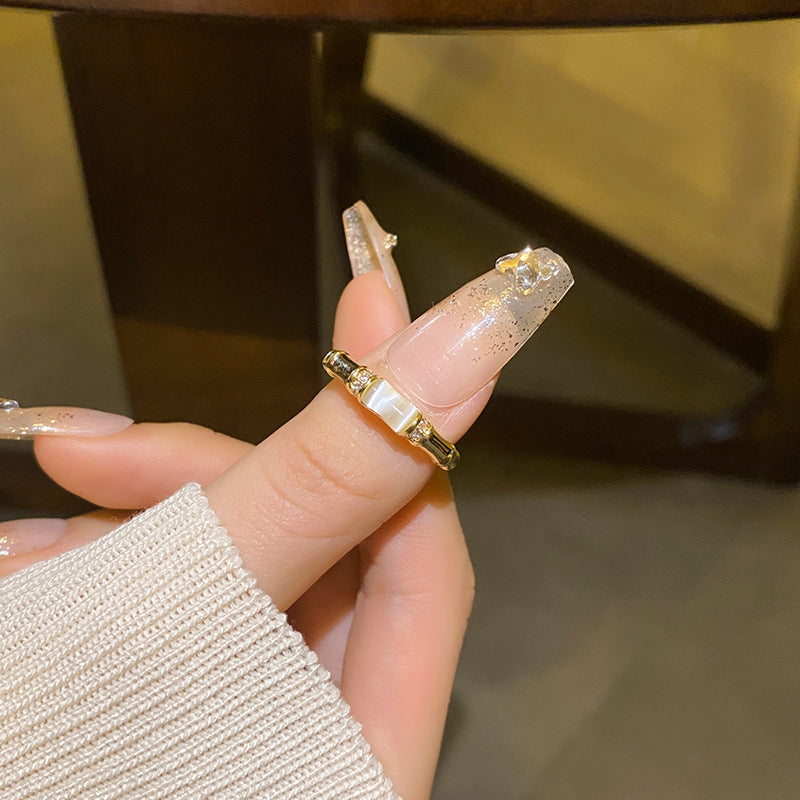 Cat-eye Stone Bamboo-section Silver Ring For Women Niche Design