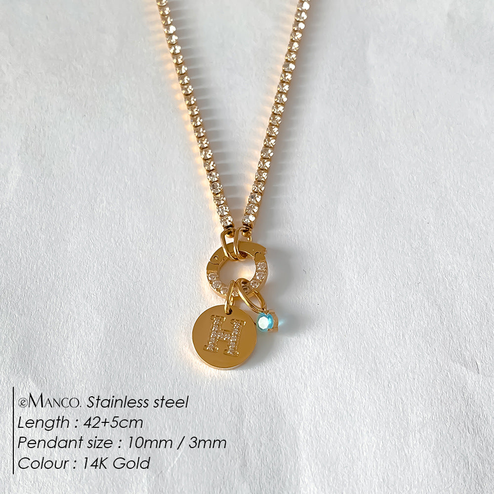 Titanium Steel 26 Letter Necklace That Can Be Washed With Water Without Fading