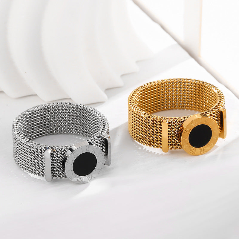 Stainless Steel Roman Numeral Ring Belt Chain