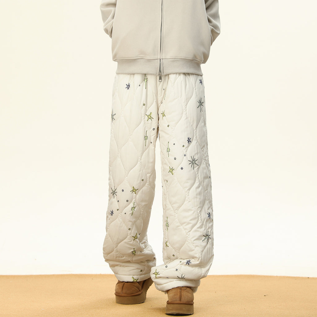 Men Winter Fleece-lined And Thickened Wide-leg Pants