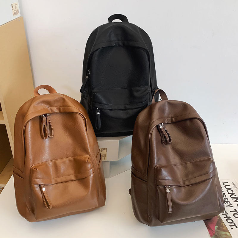 Forest-inspired Minimalist Large-capacity Soft-leather Backpack