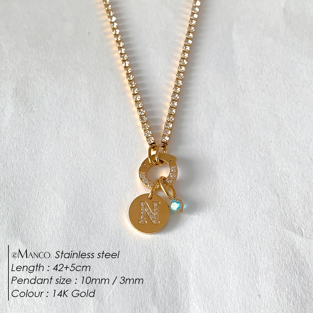 Titanium Steel 26 Letter Necklace That Can Be Washed With Water Without Fading