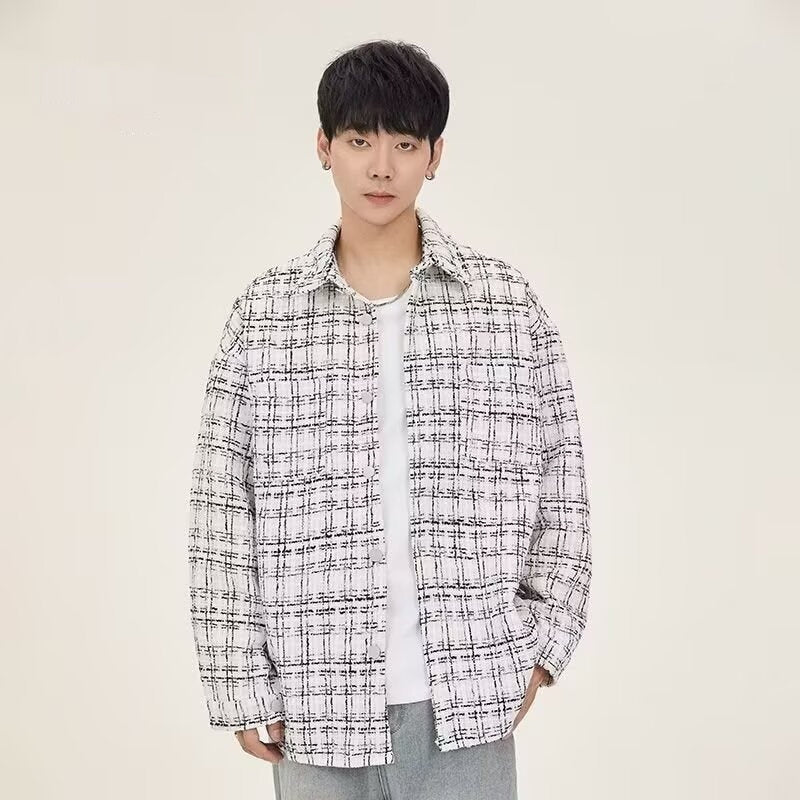 Men's Wool Plaid Lapel Jacket