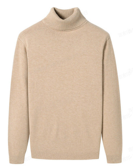 Men's Fleece-lined Thick High-neck Slim-fit Knitted Sweater