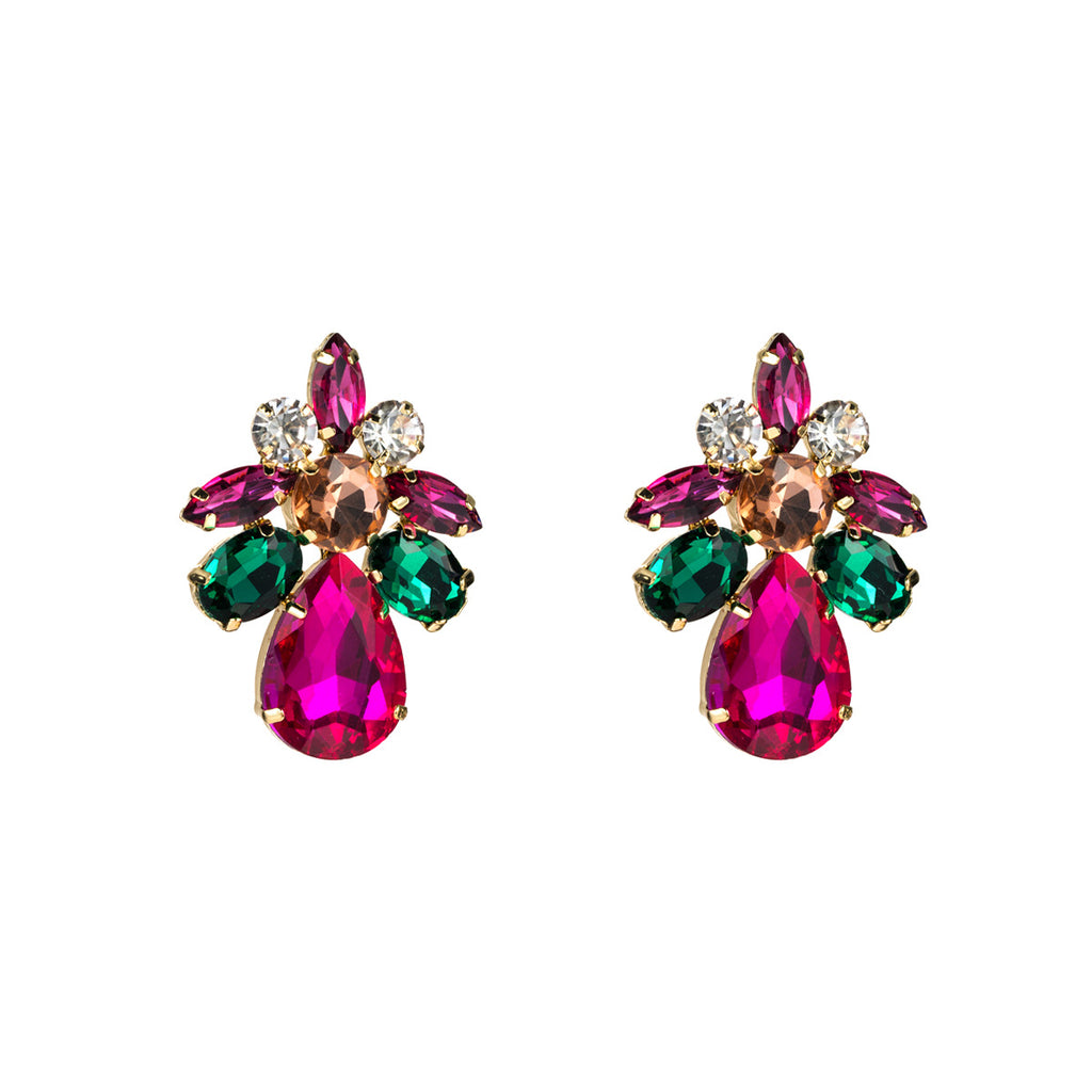 Dramatic Teardrop-shaped Acrylic Rhinestone Earrings For Trendy Women