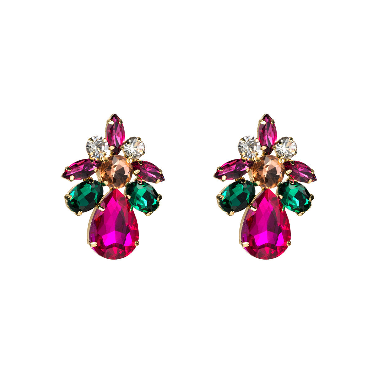 Dramatic Teardrop-shaped Acrylic Rhinestone Earrings For Trendy Women