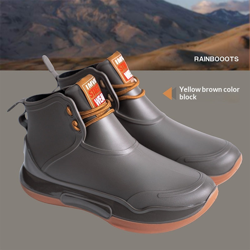 Cross-border Couple's Lace-up Unisex Camping Rain Non-slip Fishing Boots