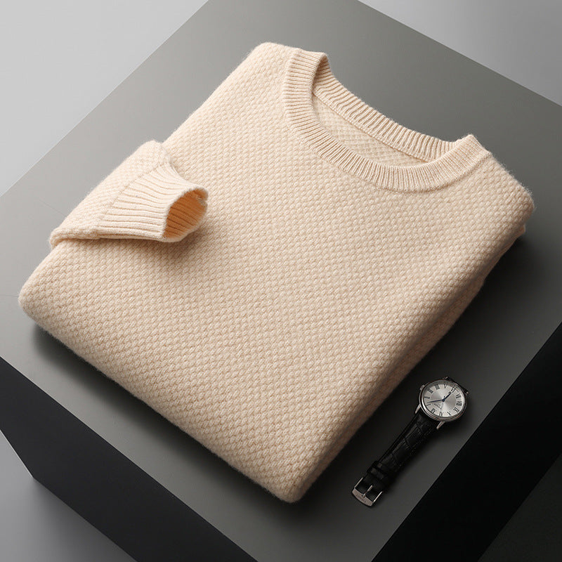 Round-neck Pullover Jacquard Solid-color Knit Base Sweater