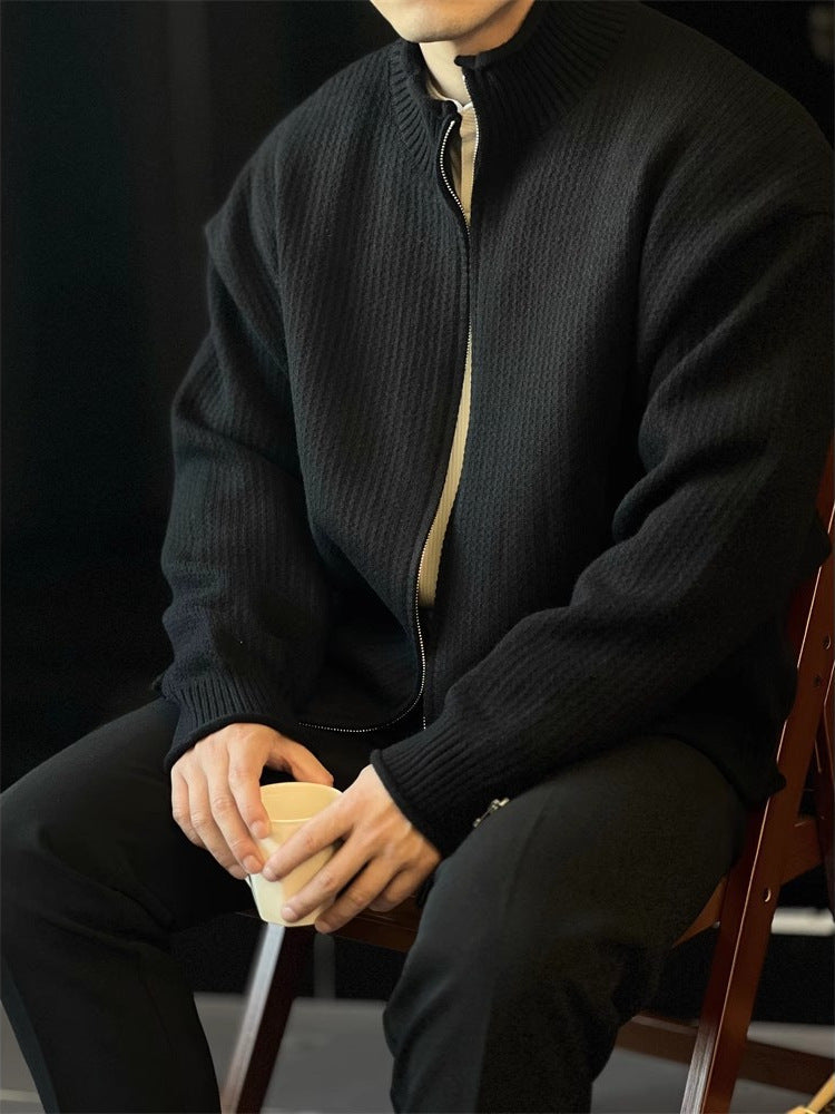 Men's Stand-Up Collar Knitted Cardigan Jacket Vintage Sweater