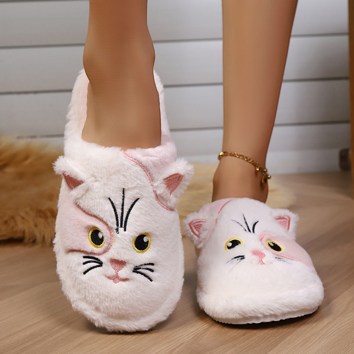 Women's Cotton Slippers Minimalist Design Winter Cartoon Pattern
